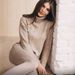 Women's Knitted Pullover Sweater And Pants Set Ribbed Legs Sportswear Single Line down the Middle_ecoleips.com
