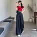 Tencel Denim Blue Wide-Leg Jeans For Women, Summer Thin High-Waisted Slimming Loose Drapey Floor-Length Straight Pants_ecoleips.com