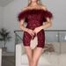 Women's Clothing Fashion New Women's Clothing Tube Top Hip Skirt Celebrity Feather Sequin Party Dress_ecoleips.com