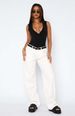 Women's Clothing Simple Mid Waist Non Elastic Straight Denim Trousers_ecoleips.com