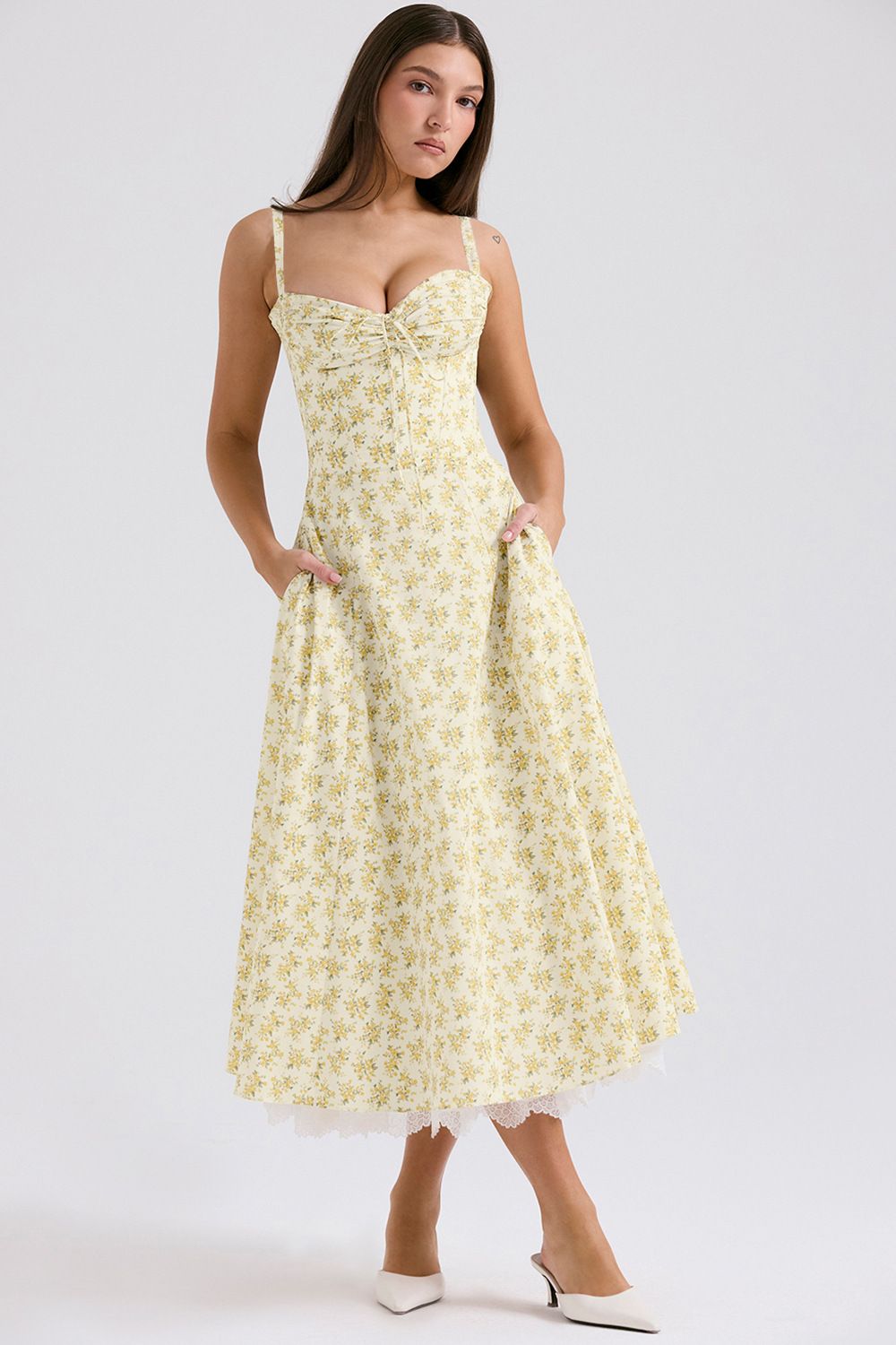 Women's Clothing Floral Series Summer Gentle Wind Dress Slimming Floral Strap Long Dress Polyester Printed A-Line Skirt Without Sleeve High Waist_ecoleips.com