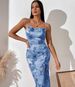 Long Sexy Women's Tie Dye Vest Dress Gown Sexy Suspender Dress_ecoleips.com