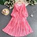 Vacation-Inspired Floral V-Neck Maxi Dress – Elegant Flowy A-Line Dress For Women, Summer Boho Chic Loose Fit Long Dress_ecoleips.com