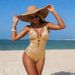 Voya 2026 New European And American Summer Beach Pool Deep V-Neck Hollow Slimming Sexy One-Piece Bikini Swimsuit_ecoleips.com