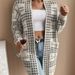 Chic Longline Houndstooth Cardigan – Oversized Open-Front Knit Wrap (Work To Weekend)_ecoleips.com