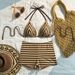 Women's Striped Terry Cloth Bikini Set - Sexy Swimwear For Beach & Pool - Comfortable & Stylish_ecoleips.com