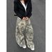 Retro American Letter Print Camouflage Casual Pants Straight Wide Leg Versatile Jeans for Men And Women Instagram Style_ecoleips.com