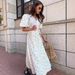 Pure Cotton Printed Dress European And American 2025 New Women's Puff Sleeve V Neck Lace Short Sleeved Printed Dress_ecoleips.com