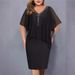 plus Size Women's Chiffon Patchwork Rhinestone Irregular mid Sleeve Dress 2023 New Cross Border Independent Website Q280_ecoleips.com