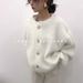 Women's Mohair Blend Cardigan - Fluffy Faux Shearling Open Front Sweater, Oversized Peach Pink Knit Coat For Spring & Fall_ecoleips.com