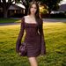 Women's Sexy Plunging Ruched Flared Long Sleeve Bodycon Mini Dress – Ins Style Fall Gown_ecoleips.com