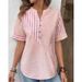 Plus Size Women's Asymmetrical Cardigan V Neck Shirt Striped Patchwork Cotton Linen Top_ecoleips.com