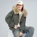 girl Girl New Style Mountain Eagle Fur Collar Hooded Down Jacket Winter Loose American Street Fashion Button Decorated Cotton Coat_ecoleips.com