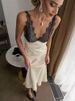 Tossy Lace V-Neck Printed Long Dress Women's Patchwork High Waist Slim Backless Summer 2026 New Dress Female Party Dress Gown_ecoleips.com