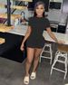Women's Clothing Summer Two Piece Set Solid Color T-Shirt And Strap Shorts American Style_ecoleips.com