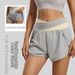 Juyitang Women's Color Matching Fake Two-Piece Set Nude Anti-Exposure Yoga Shorts Fitness Sports Summer Running Clothes_ecoleips.com