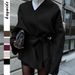 Diyun European And American Elegant Lace-Up Long Sleeve Blazer Women's Fashion 2025 Autumn Winter_ecoleips.com