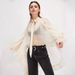 Women's Unique Print Irregular Shirt European American Style Extra Large Hem Tie Belt Lantern Sleeve Top_ecoleips.com