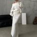 Women's Clothing One Shoulder Slim Loose Solid Color Knitted Sweater Two piece Set Long Sleeve_ecoleips.com