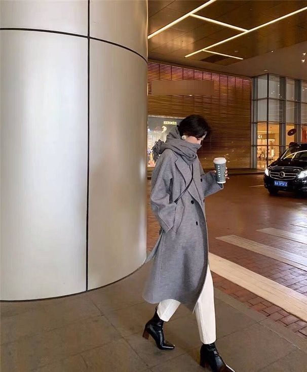 Xi Wu Women's Elegant Woolen Coat, Stylish And Warm Outerwear, Thickened Mid-length Jacket For Autumn And Winter, Hepburn Style_ecoleips.com