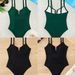 Women's Clothing Women's Solid Color Padded One Piece Swimsuit Suitable For Russia Regular Fit Vacation Style Swimwear_ecoleips.com