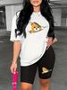 Summer Women's Casual And Fashionable Teddy Bear Cartoon Printed Loose T-shirt Shorts Two-piece Set Sportswear Suitable For Daily Wear-131_ecoleips.com