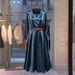 Elegant Long Sleeve A-Line Dress – Minimalist Fall Dress For Women (Solid Color, Classic Fit)_ecoleips.com