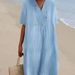 Women's Solid Color Cotton And Linen Dress Casual Comfortable Maxi Summer Gown For Ladies_ecoleips.com