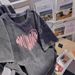2024 Summer New 230g Short Sleeve T-Shirt For Women, Washed Vintage Design, Printed Student Wear, Loose Mid-Length Style_ecoleips.com