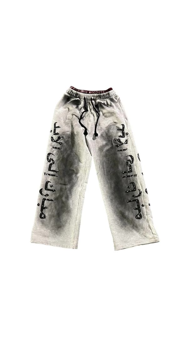 Unisex Retro Straight Trousers European American Style Trendy Brand Letter Print Street Fashion Bottoms for Women_ecoleips.com