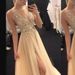 Women's Clothing Shiny Evening Dress Summer Golden V-neck Stitching Dress Party Evening Dress_ecoleips.com