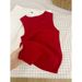 Red Knitted Camisole For Women, Spring/summer Slim-fit, Chic And Sexy Style, Anti-exposure Inner Layer Top_ecoleips.com