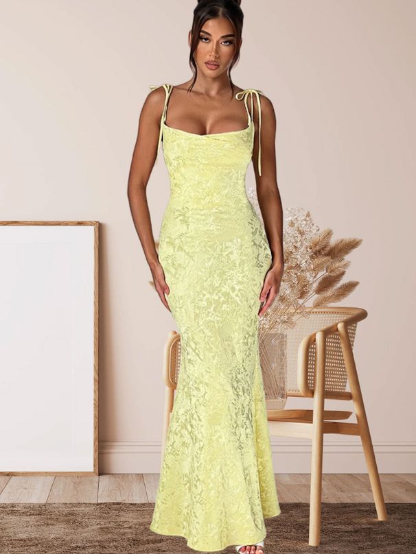 Women's Clothing Pure Color Lace Up Sleeveless Suspender Skirt For Women Summer New Style Personality Backless Waist Hip Fishtail Long Skirt_ecoleips.com