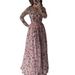 Women's Clothing Summer New Sexy Slim Fit Mid Length Long Sleeve Waist Three Dimensional Flower Swing Dress_ecoleips.com