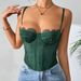 Aria Basics Aria Basics Sexy Push-Up Slim-Fit Fishbone Corset With Eyelash Lace Trim, Sheer Pure Desire Camisole For Women To Wear As Outerwear_ecoleips.com