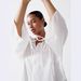 Spring/Summer Cross Border Pure Cotton Dress V Neck Slit Loose Fit Tie Waist European American Style Casual Elegant Fashion_ecoleips.com