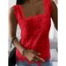 Women's Clothing Elegant Lace Square Neck Sleeveless Vest Top New Summer Arrival For Women_ecoleips.com