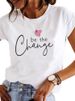 Eurean And American Cross-border Foreign Trade Clothing, Simple Line Round-neck Printed Women's Short-sleeve T-shirt_ecoleips.com