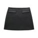 ZADATA Spring New Women's Fashion Simple Versatile Short Leather Button Jacket And Skirt Set_ecoleips.com