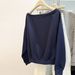 real Shot One-shoulder Slanted Collar Long-sleeve Sweatshirt For Women, Spring Autumn 2025 New Style, Loose_ecoleips.com