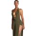 Elegant Backless Halter Neck Bodycon Dress V-Neck Slit Summer Fashion Women's European American Style Clothing_ecoleips.com