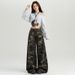 Aria Basics Orange Silk Women's Clothing#American Style Hot Girl Camouflage Waist Wide Leg Casual Women Autumn New High Street_ecoleips.com