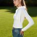 Elegant Off-Shoulder Long Sleeve T-Shirt High Neck Slim Fit Trendy Inner Layer Top for Women Sexy Ribbons Design New Style 2025_ecoleips.com