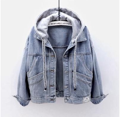 Women's Denim Hooded Jacket Short Sleeve Casual Spring Slim Fit Coat With Multiple Colors & Sizes_ecoleips.com