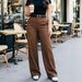 Women's High Waist Draped Solid Color Straight Leg Dress Pants – Casual Belted Office Trousers 2026_ecoleips.com