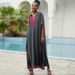 Women's Oversized Beach Cover-Up Dress – Lightweight Rayon Tunic With Stand Collar, Bikini Cover, Swimwear Wrap_ecoleips.com