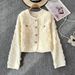Women's Short Tweed Jacket 3D Floral Embroidery Elegant Blazer for Office Evening Beige Black Pink M L_ecoleips.com