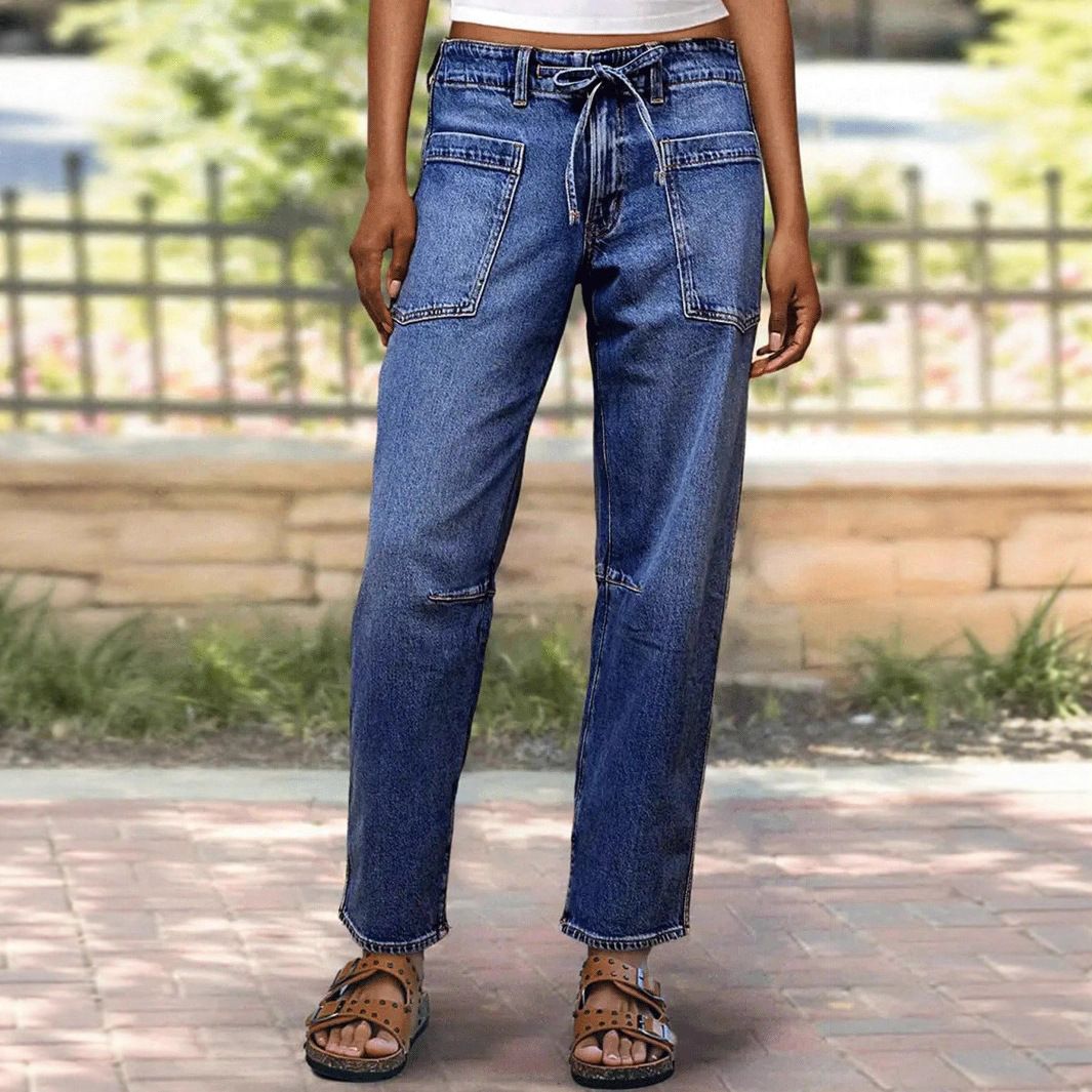 Women's Distressed Stretch Banana Jeans Casual Cropped Carrot Style Denim Pants European American Fashion Spring Autumn Summer_ecoleips.com