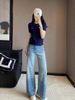 Retro Rhinestone & Jacquard Diamond Pattern Jeans For Women | Flared Wide-Leg Trousers With Soft Drape | Vintage Style Comfort Pants_ecoleips.com