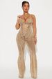 Women's Clothing Fashion Hollow Tie Waist Denim Jumpsuit_ecoleips.com